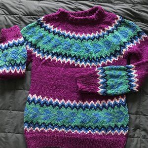 VTG Indian Weavings Ecuadorian Handmade Fair Island Style Wool Sweater XL